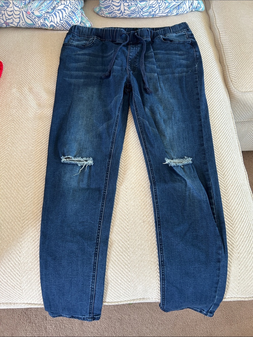 American Bazi Dark Blue Distressed Boyfriend Jeans